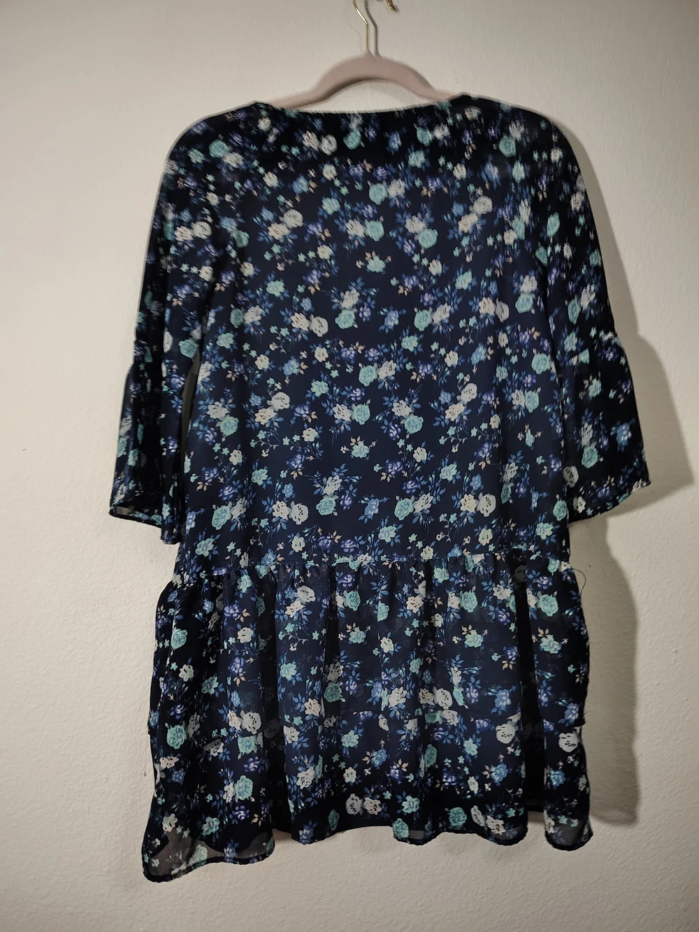 The Children's Place Navy Floral Tiered Dress with Mint Accents